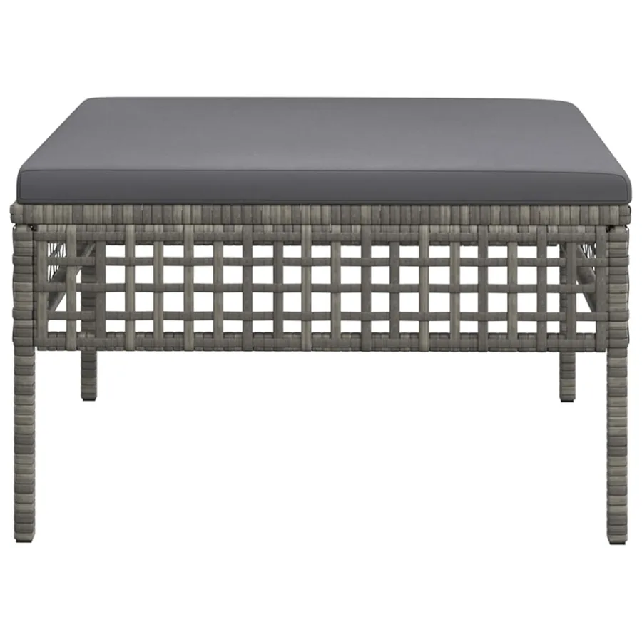 Tabouret de jardin avec coussin gris résine tressée - 5