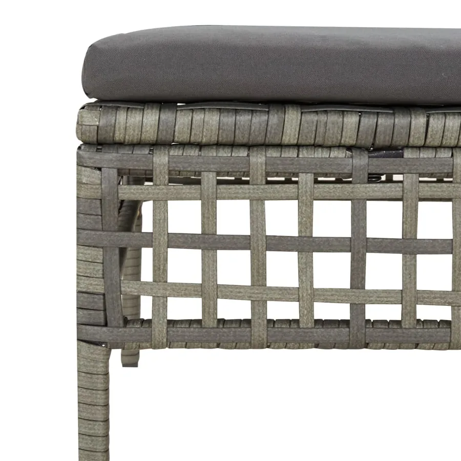 Tabouret de jardin avec coussin gris résine tressée - 6