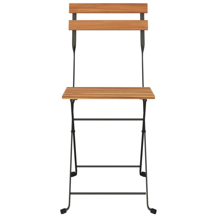 Chaises de bistrot pliantes lot de 2 Bois de teck solide acier - 4