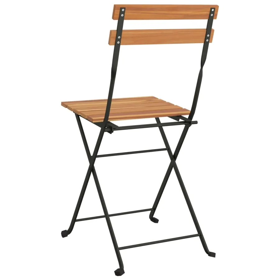 Chaises de bistrot pliantes lot de 2 Bois de teck solide acier - 6