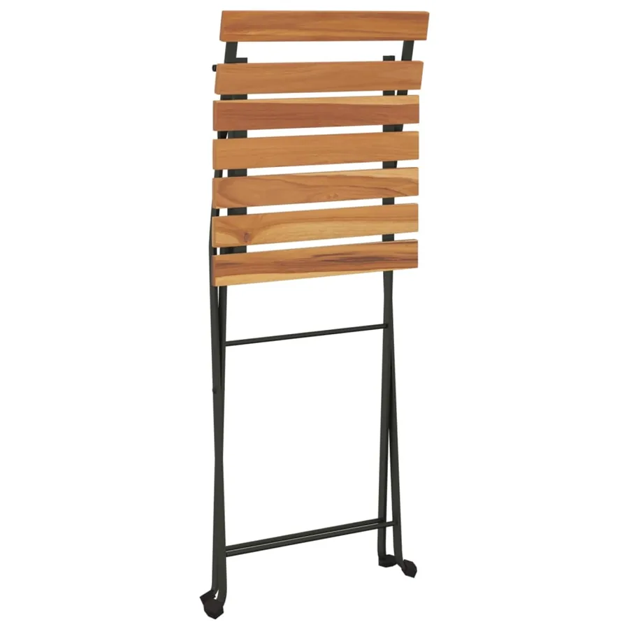Chaises de bistrot pliantes lot de 2 Bois de teck solide acier - 7