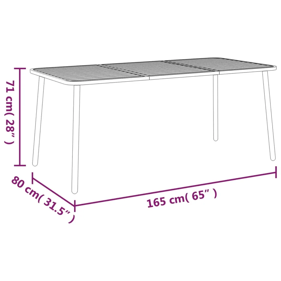 Table de jardin anthracite 165x80x71 cm acier - 6