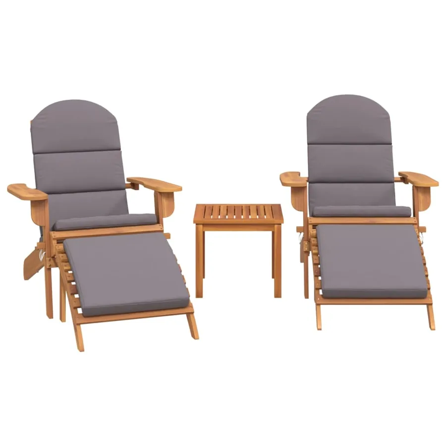 Ensemble de salon de jardin Adirondack 3 pcs bois acacia solide - 3