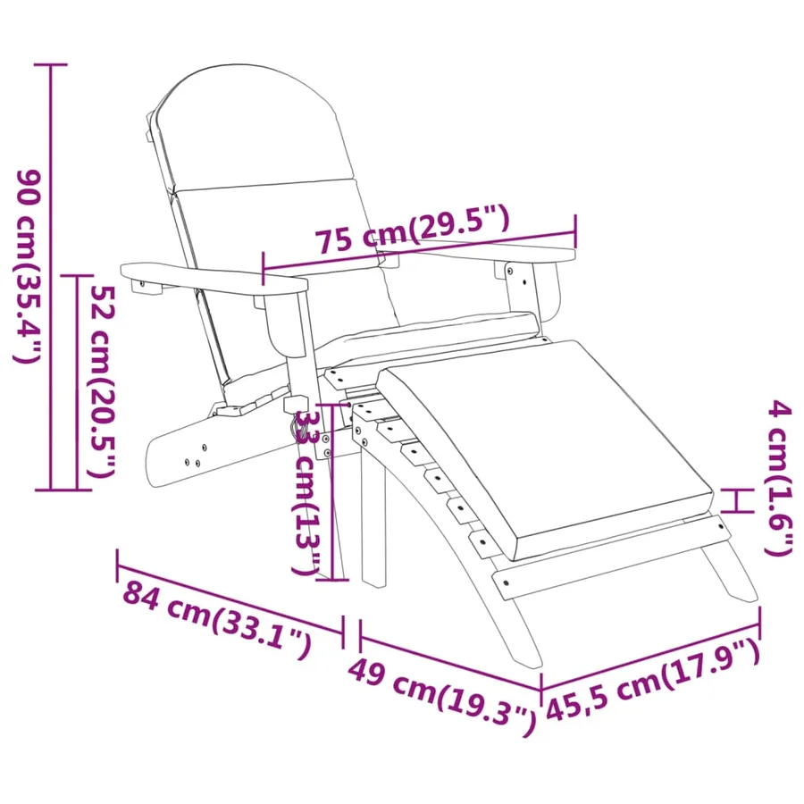 Ensemble de salon de jardin Adirondack 3 pcs bois acacia solide - 7