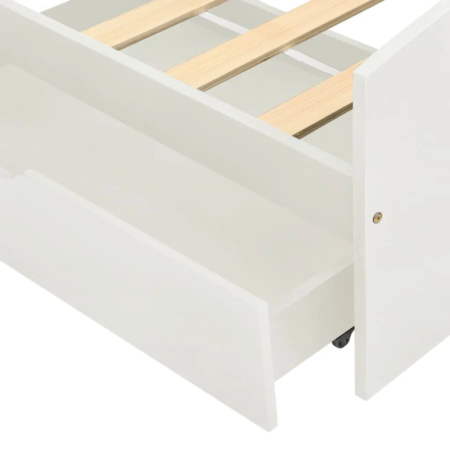 Cadre de lit avec 2 tiroirs sans matelas blanc 90x200 cm - 6