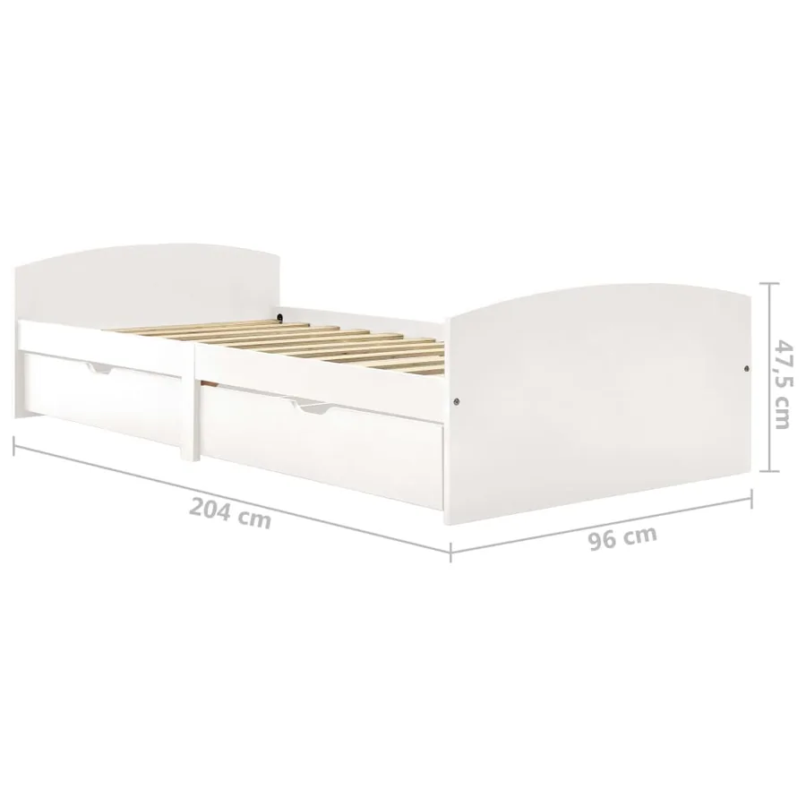 Cadre de lit avec 2 tiroirs sans matelas blanc 90x200 cm - 7