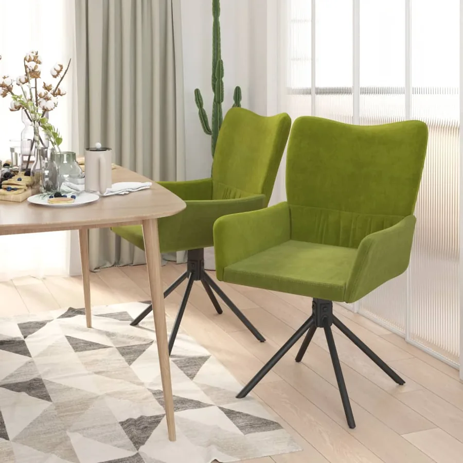Chaises pivotantes à manger lot de 2 Vert clair Velours - 3