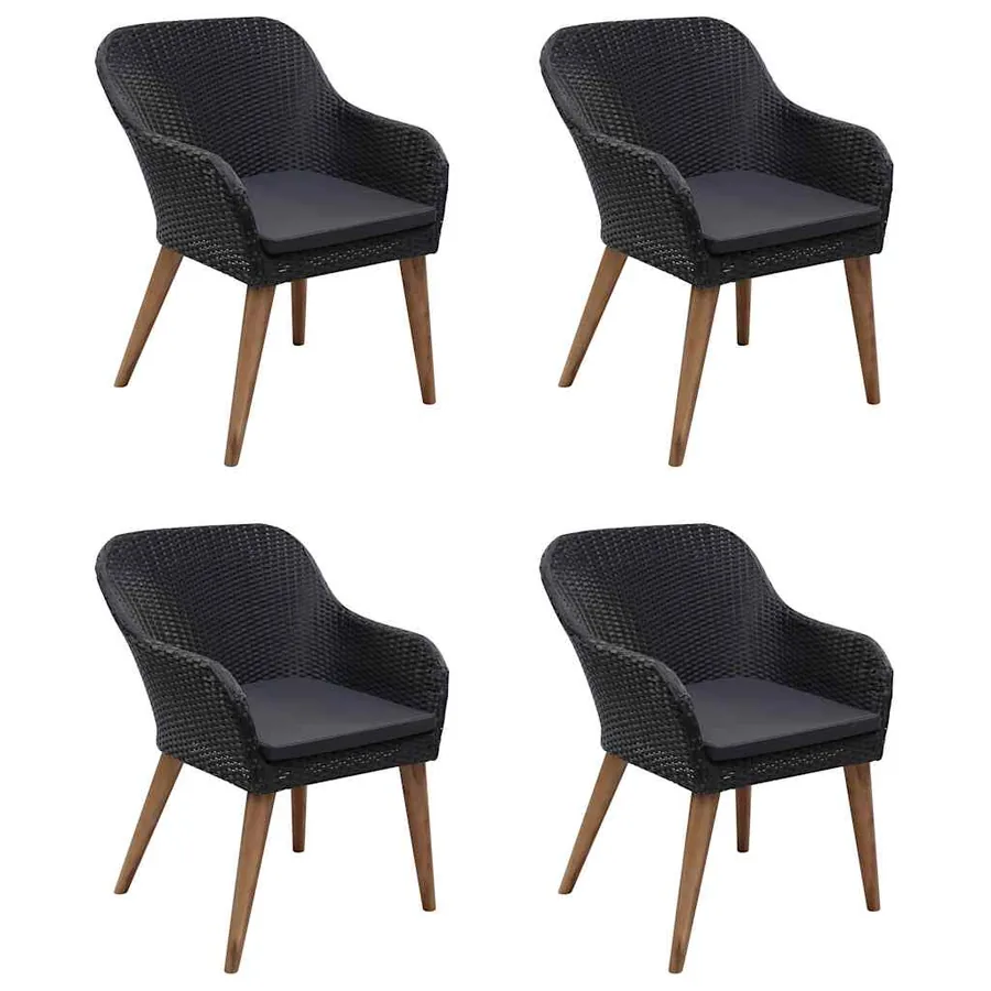 Ensemble à manger de jardin 5 pcs Noir - 5