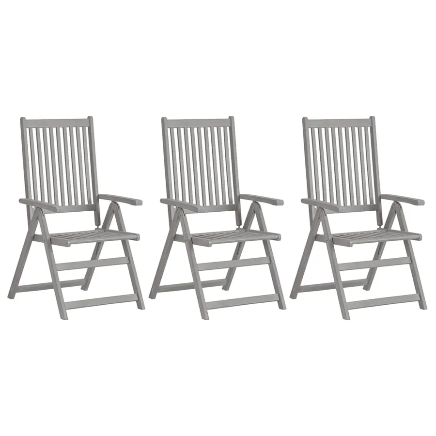 Chaises inclinables de jardin lot de 3 et coussins Bois acacia - 2