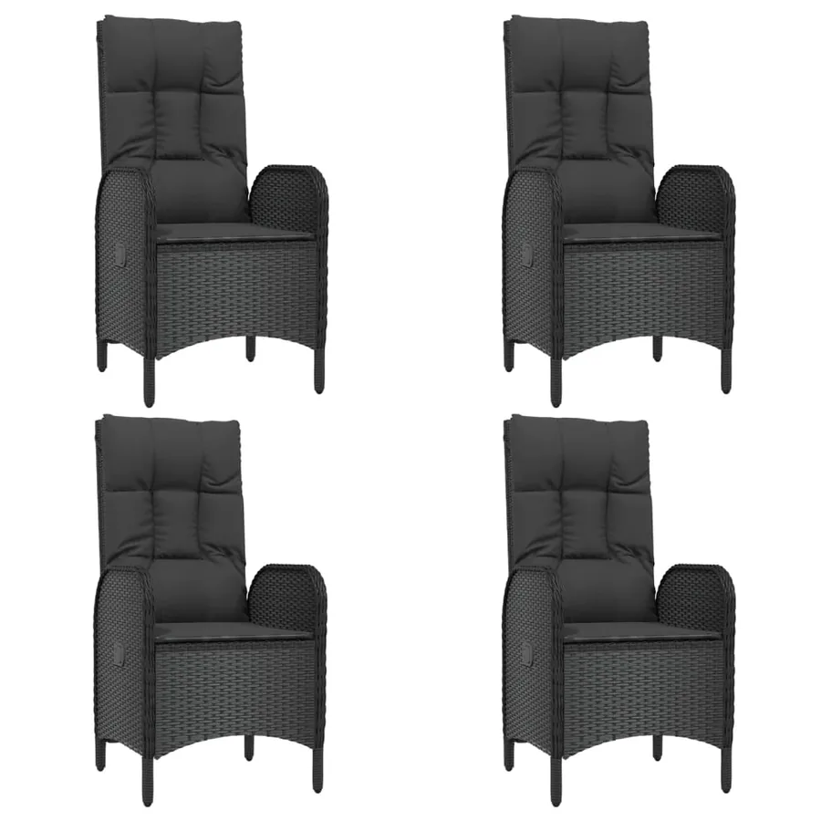 Ensemble à manger de jardin coussins 5pcs Noir Résine tressée - 4