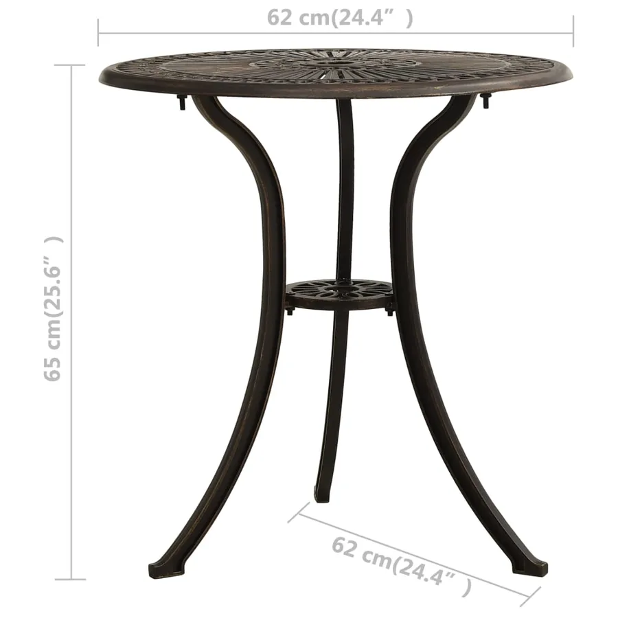 Table de jardin Bronze 62x62x65 cm Aluminium coulé - 6