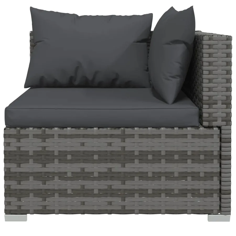 Salon de jardin 8 pcs avec coussins Résine tressée Gris - 6