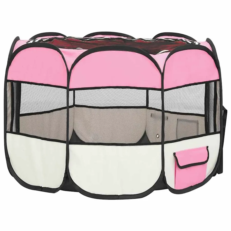 Parc pour chiens pliable avec sac de transport Rose 90x90x58 cm - 5