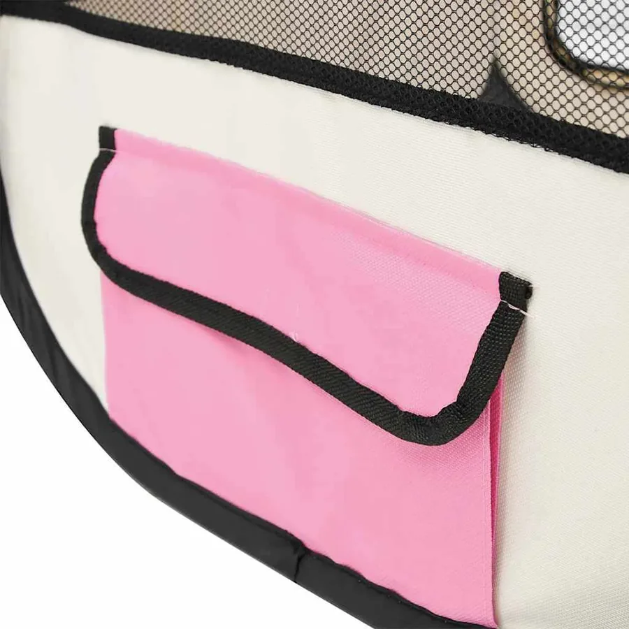 Parc pour chiens pliable avec sac de transport Rose 90x90x58 cm - 6
