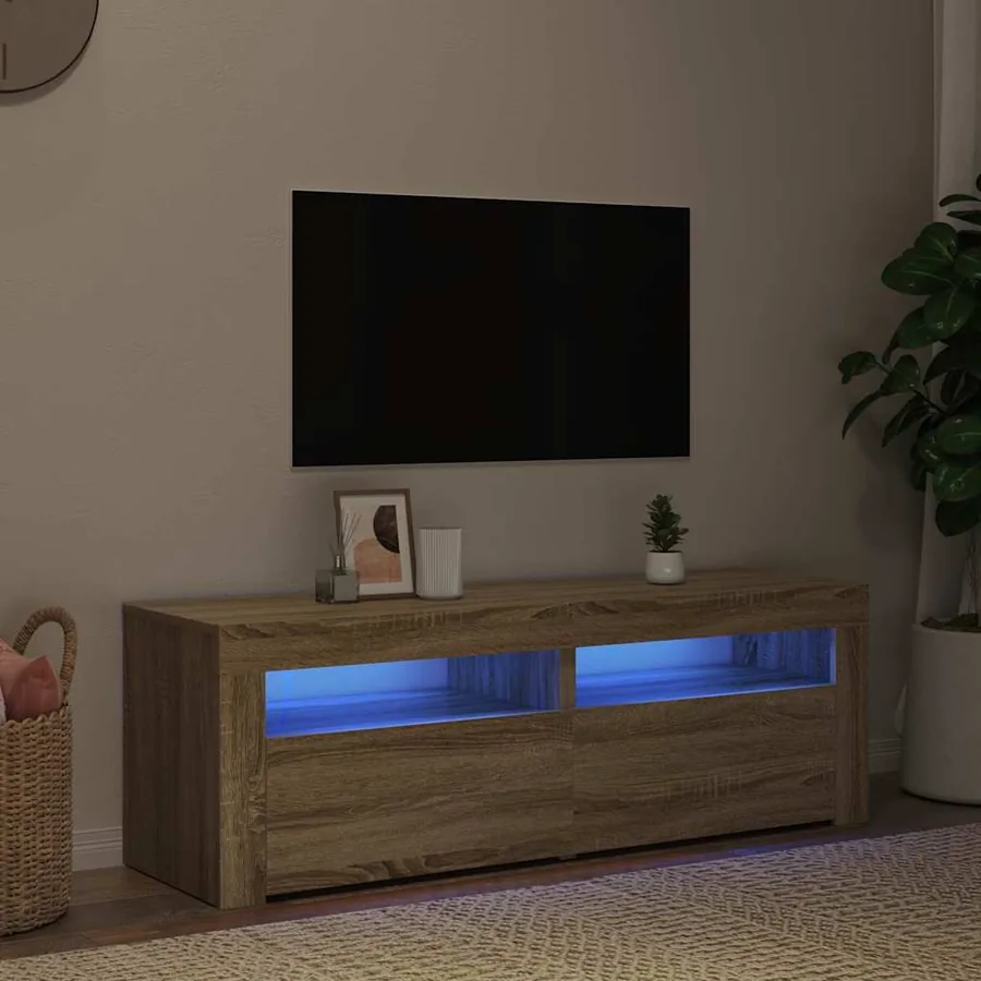 Meuble TV avec lumières LED chêne sonoma 120x35x40 cm