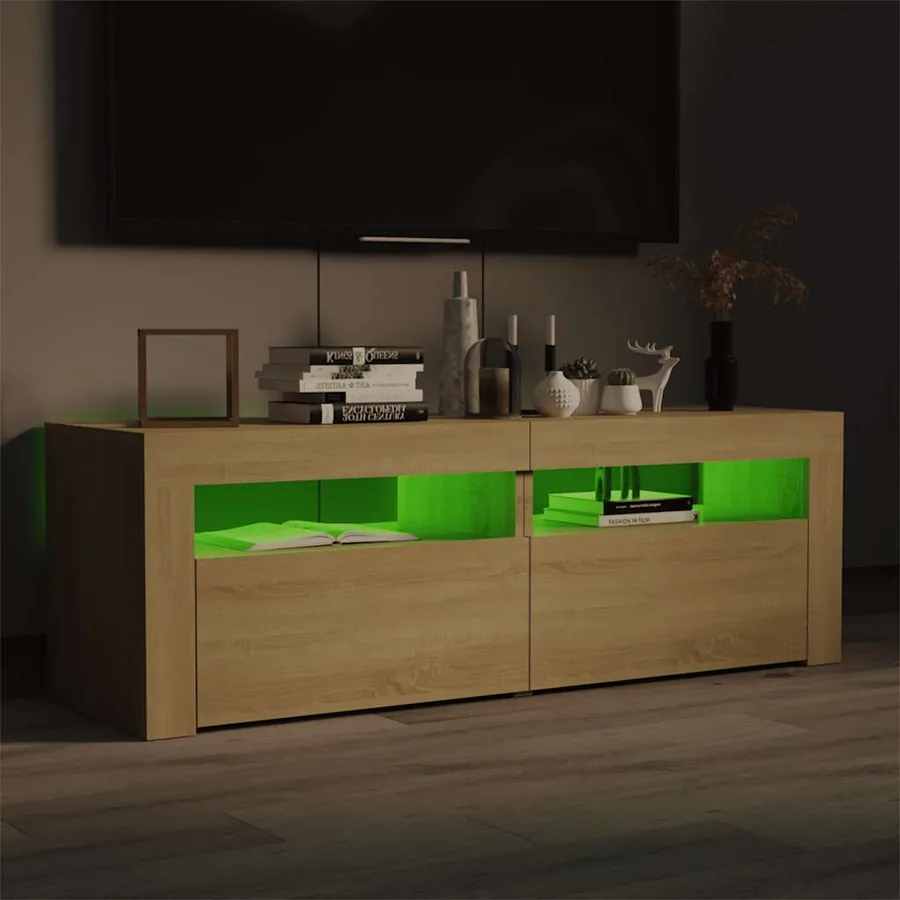 Meuble TV avec lumières LED chêne sonoma 120x35x40 cm - 3