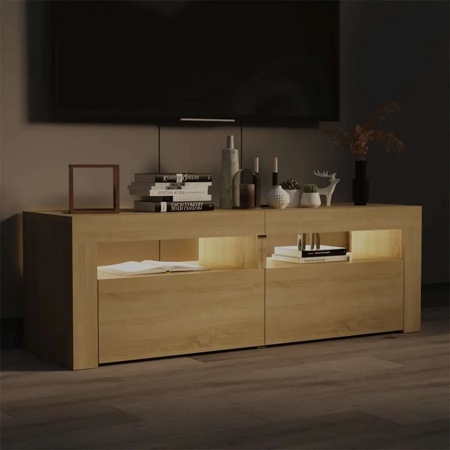 Meuble TV avec lumières LED chêne sonoma 120x35x40 cm - 5