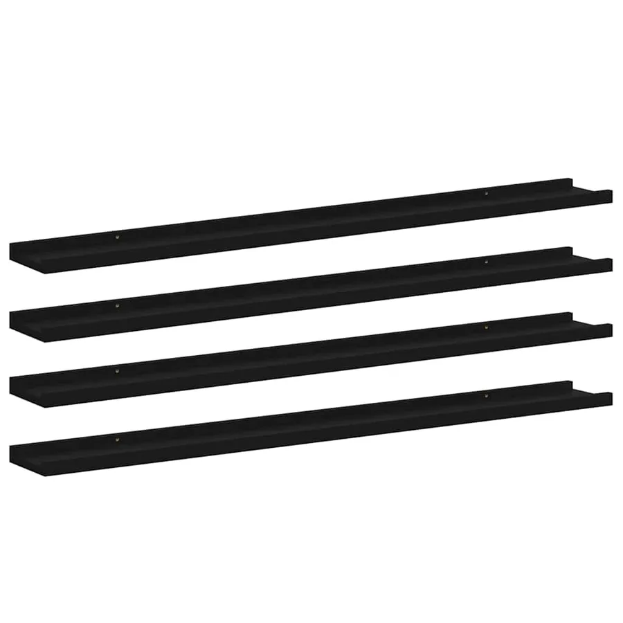 Étagères murales 4 pcs Noir 100x9x3 cm - 2