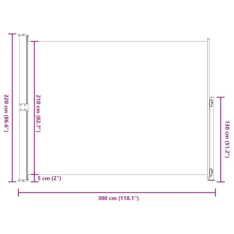 Auvent latéral rétractable de patio 220x300 cm Noir - 9