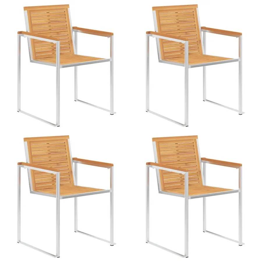 Chaises de jardin lot de 4 avec coussins Bois de teck massif - 3