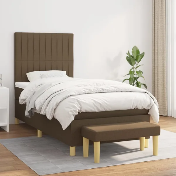Sommier à lattes de lit avec matelas Marron foncé 100x200 cm