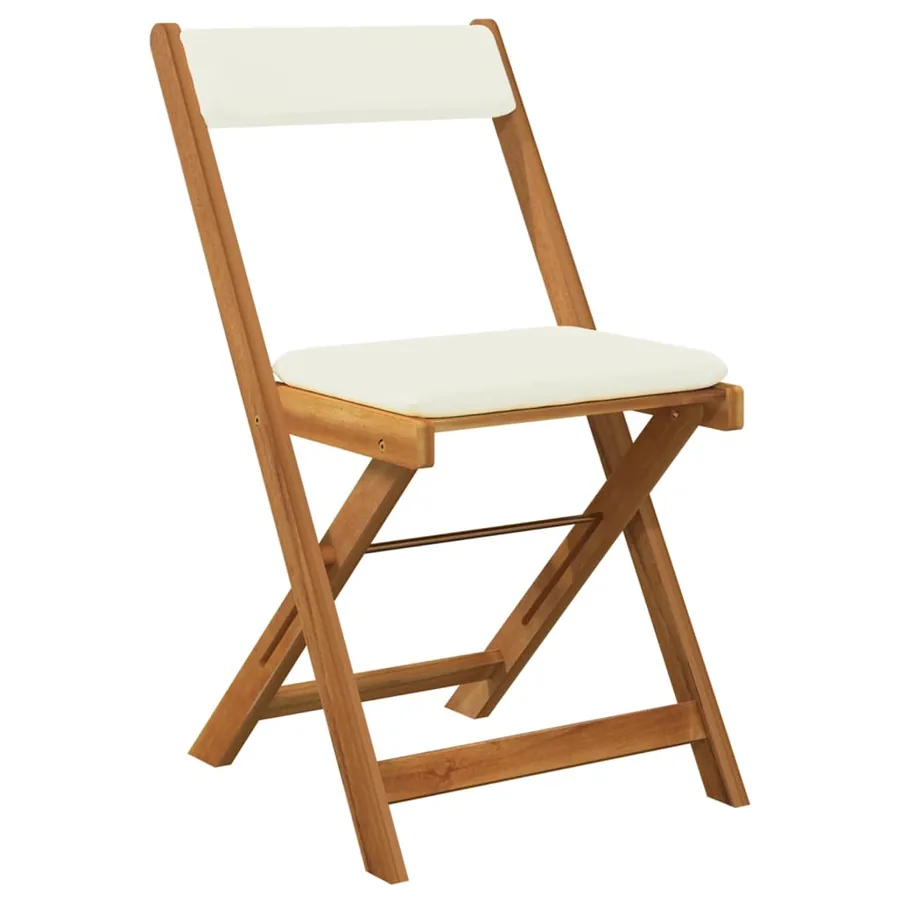 Ensemble de bistro pliable 3 pcs avec coussins Acacia solide - 4