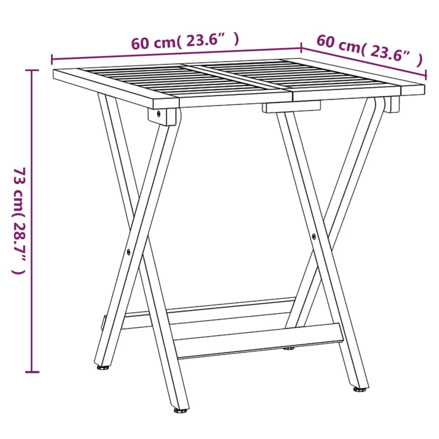 Ensemble de bistro pliable 3 pcs avec coussins Acacia solide - 9