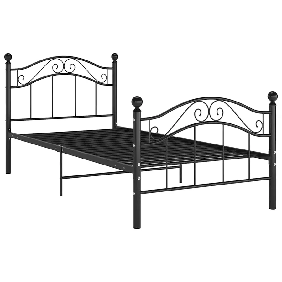 Cadre de lit sans matelas noir métal 90x200 cm - 2