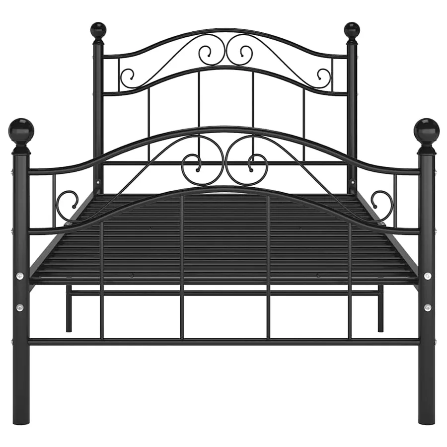 Cadre de lit sans matelas noir métal 90x200 cm - 3