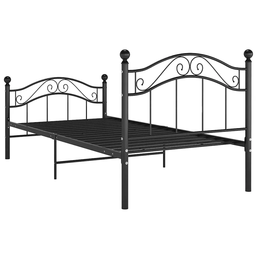 Cadre de lit sans matelas noir métal 90x200 cm - 5