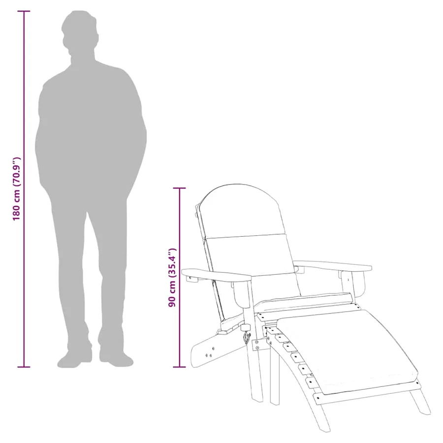 Chaise de jardin Adirondack et repose-pieds bois massif acacia - 11