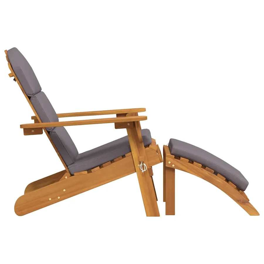 Chaise de jardin Adirondack et repose-pieds bois massif acacia - 5
