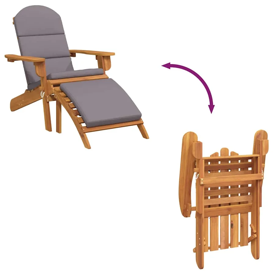 Chaise de jardin Adirondack et repose-pieds bois massif acacia - 7