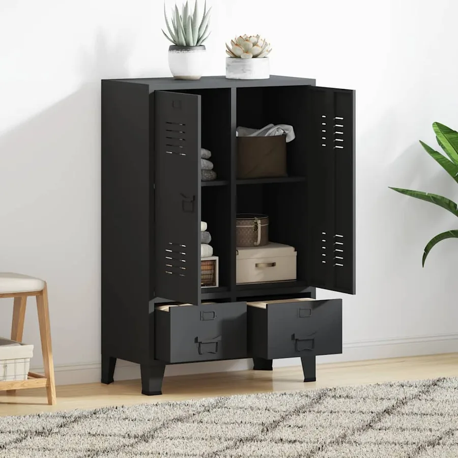 Garde-robe métal de style industriel 67x35x107 cm noir