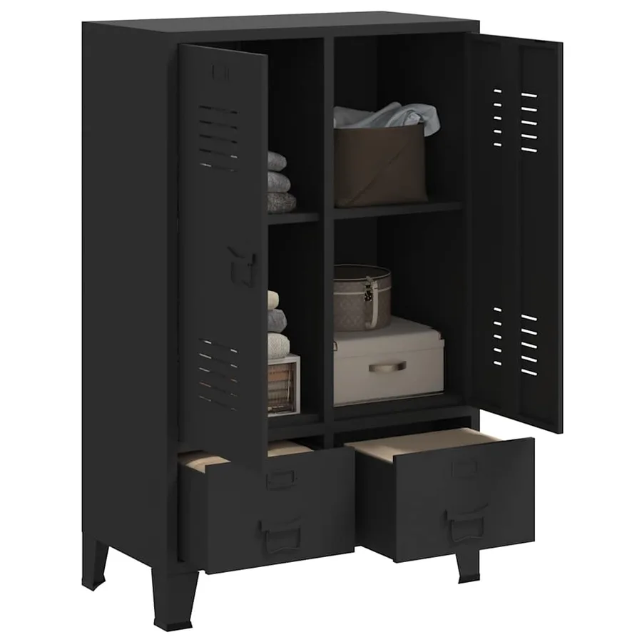 Garde-robe métal de style industriel 67x35x107 cm noir - 3