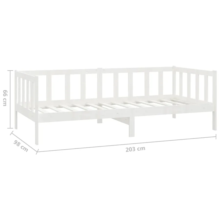 Lit de repos avec matelas 90x200 cm Blanc Bois de pin massif - 10