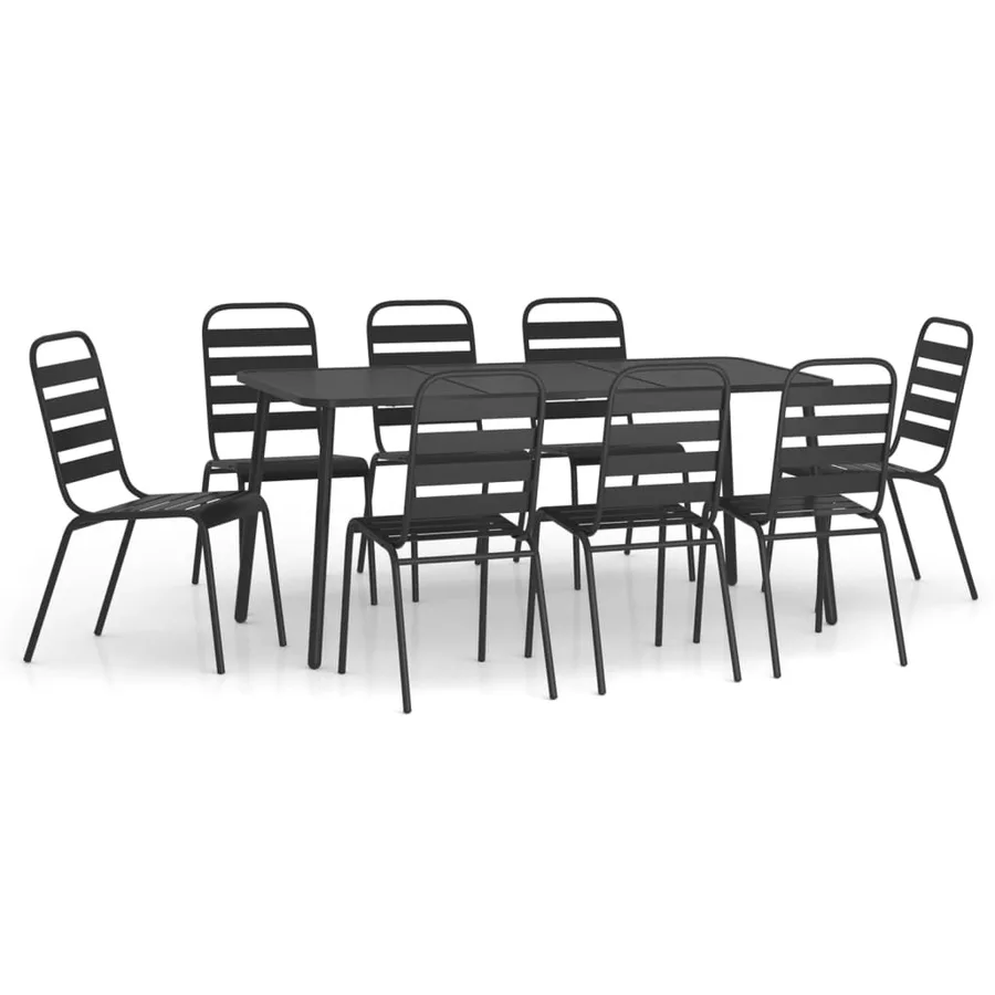 Ensemble à manger de jardin 9 pcs anthracite acier - 2
