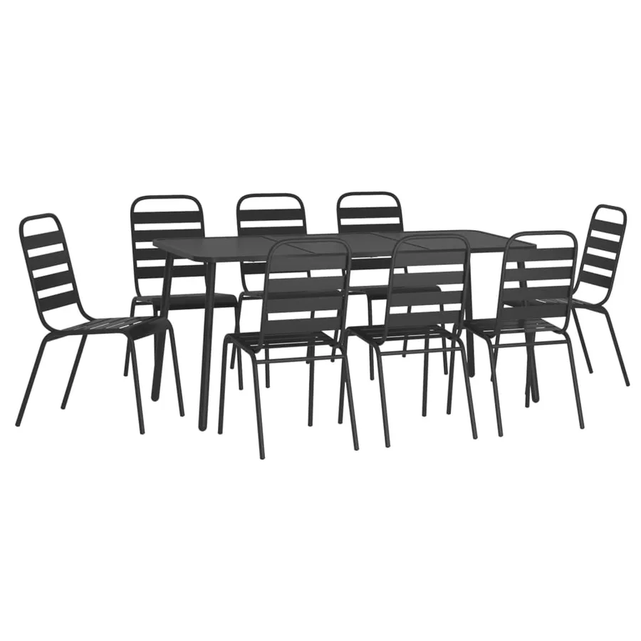Ensemble à manger de jardin 9 pcs anthracite acier - 3