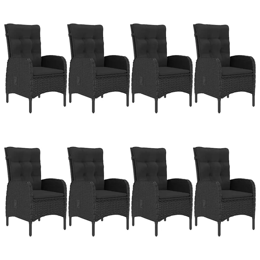 Ensemble à manger de jardin 9 pcs Noir - 5