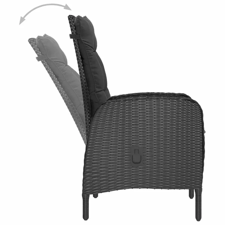 Ensemble à manger de jardin 9 pcs Noir - 8