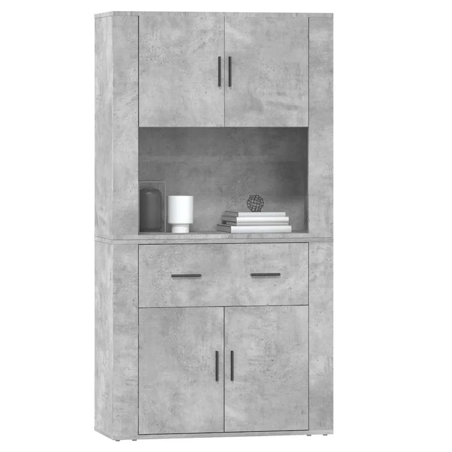 Buffet haut Gris béton Bois d'ingénierie - 6