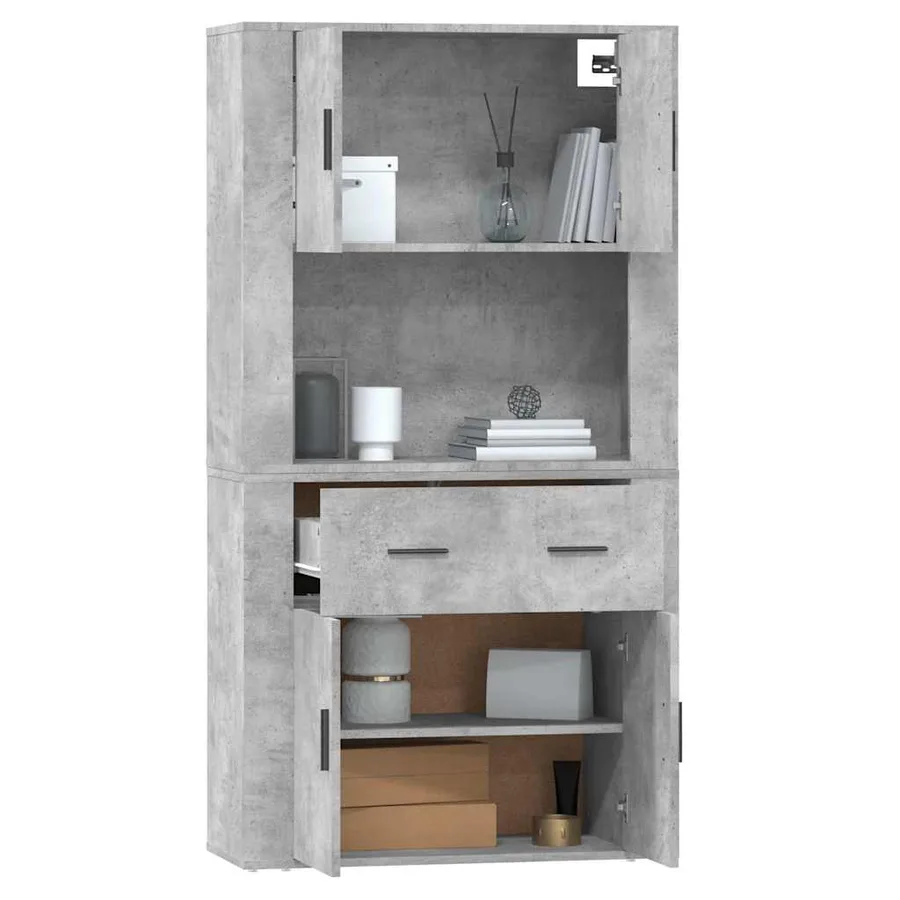 Buffet haut Gris béton Bois d'ingénierie - 7