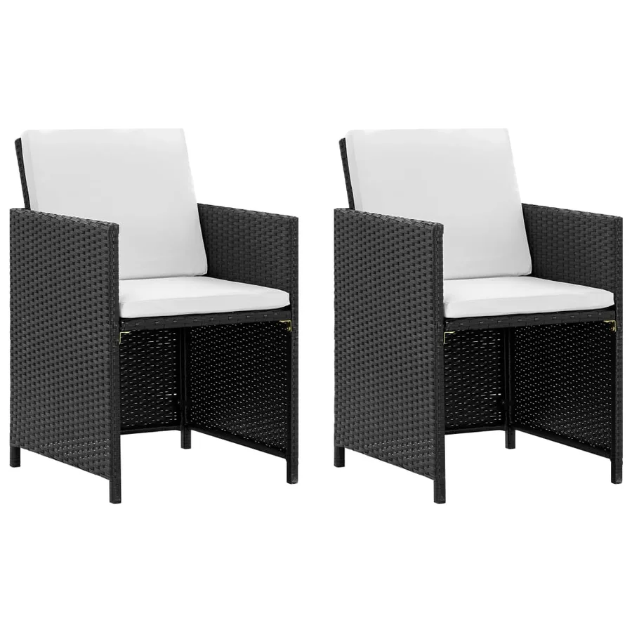 Ensemble à manger d'extérieur 5 pcs coussin Résine tressée Noir - 2