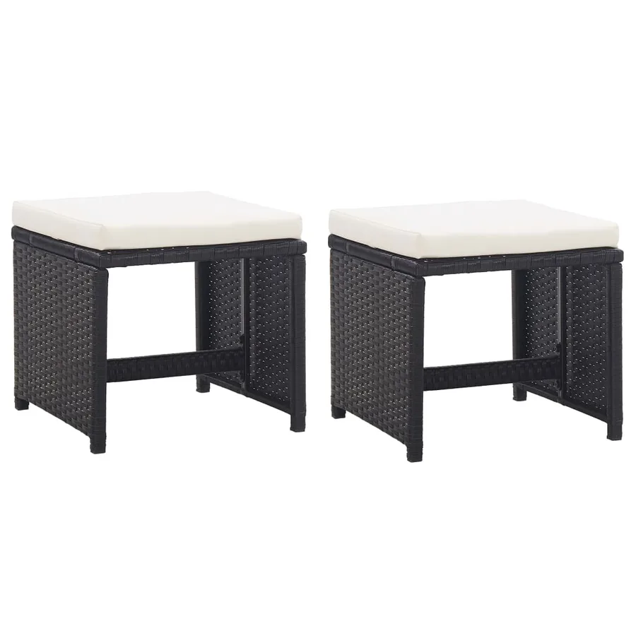 Ensemble à manger d'extérieur 5 pcs coussin Résine tressée Noir - 5