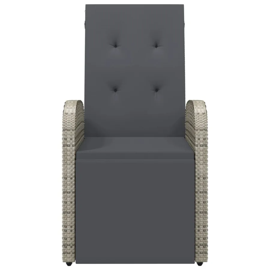 Chaise inclinable de jardin et coussin Résine tressée Gris - 3