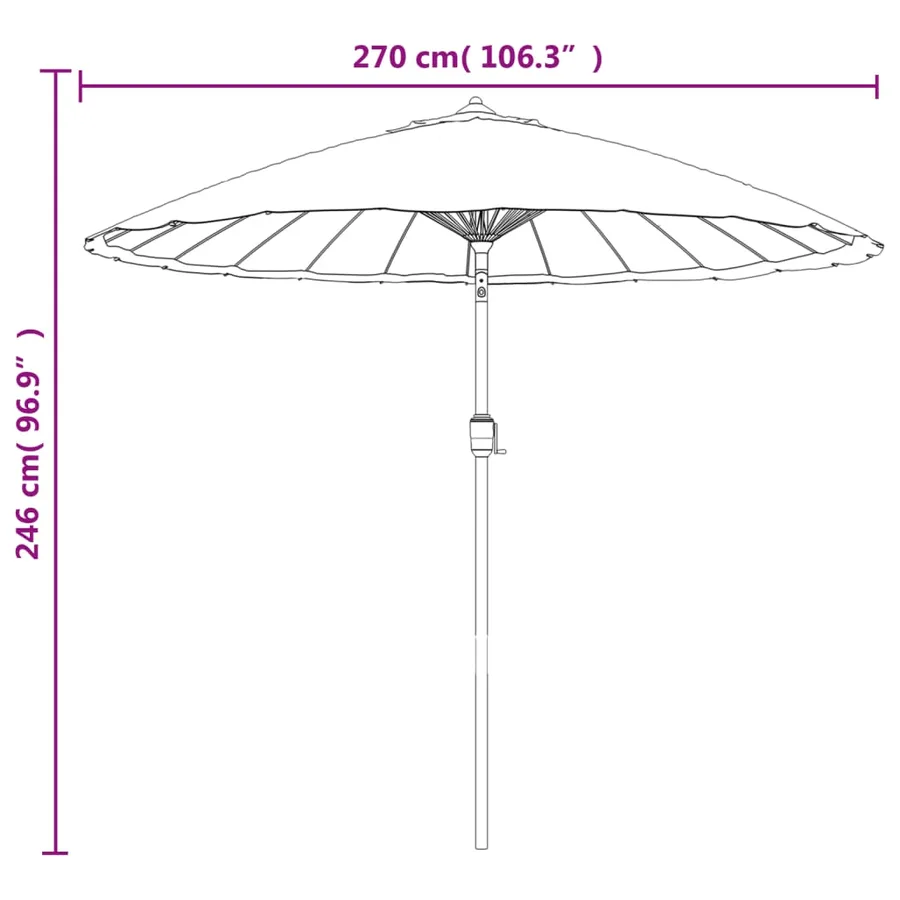 Parasol d'extérieur avec mât en aluminium 270 cm Taupe - 8
