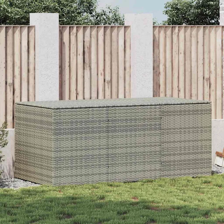 Boîte de rangement de jardin résine tressée 180x90x70 cm gris