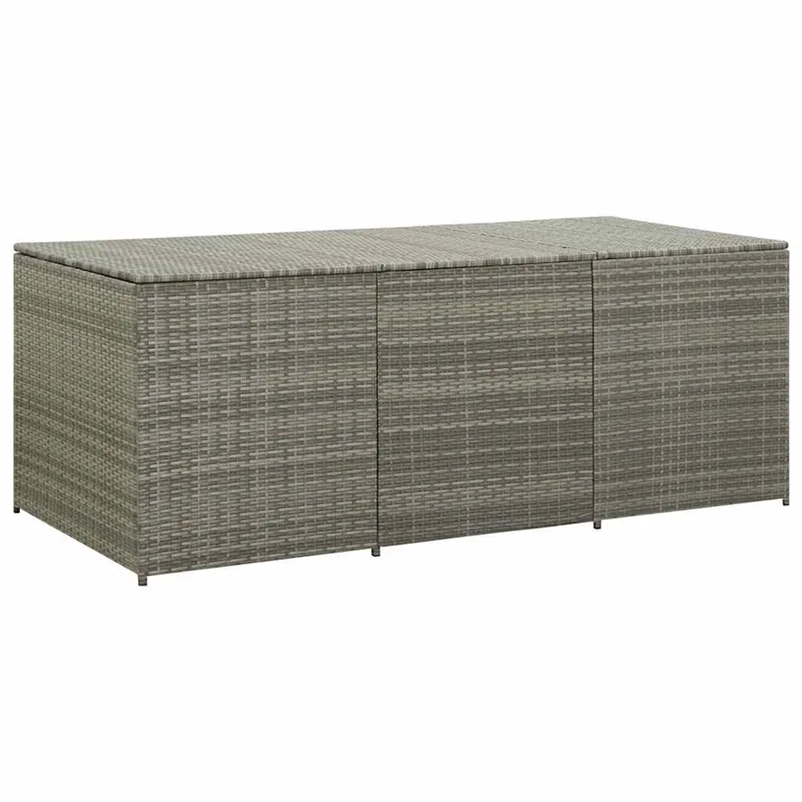 Boîte de rangement de jardin résine tressée 180x90x70 cm gris - 2