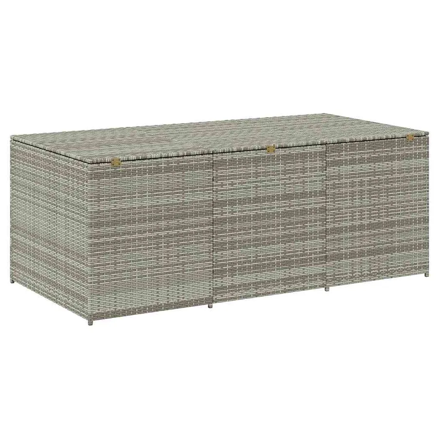 Boîte de rangement de jardin résine tressée 180x90x70 cm gris - 6
