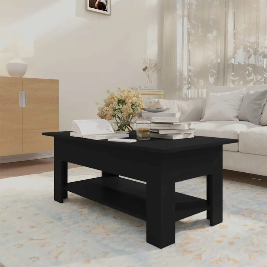Table basse noir 102x55x42 cm bois d'ingénierie - 3